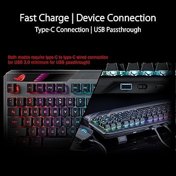 ASUS ROG Claymore II 100%  80% TKL Wireless RGB Modular Gaming Keyboard, ROG RX Red Switches, PBT Doubleshot Keycaps, Detachable Numpad, Wrist Rest, Media Controls, USB Passthrough - Black PBT