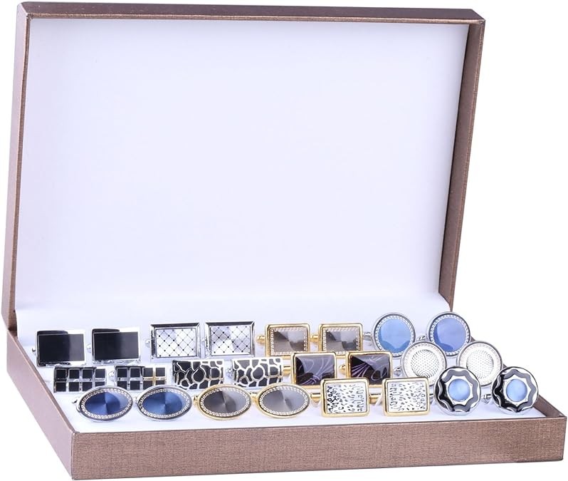 BodyJ4You Cufflink 12 Pairs Two Tone Classy Stylish Men's Cuff Links Elegant Gift Box