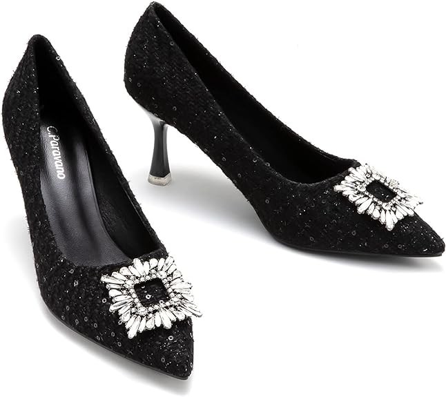 C.Paravano Women's Pumps I Pointed Toe High Heels I Closed Toe Kitten Heel I Comfortable Dress Pump I Leather Wedding Shoes