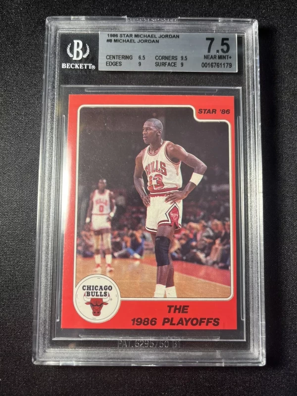 1986 Star Basketball #8 Michael Jordan RC BGS 7.5 The Playoffs
