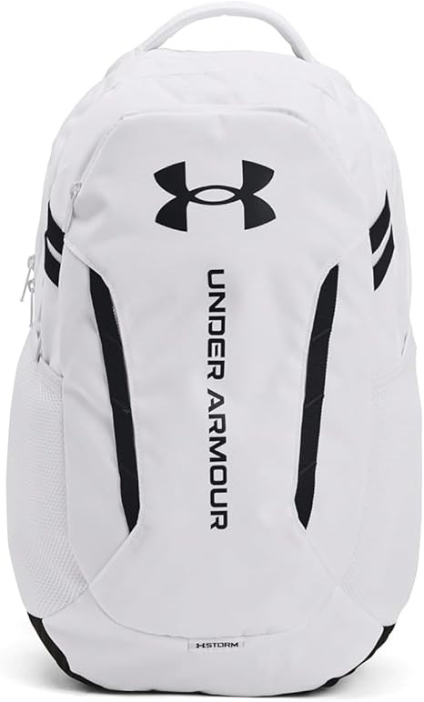Under Armour Unisex-Adult Hustle 6.0 Backpack, (100) White/White/Black, One Size Fits Most