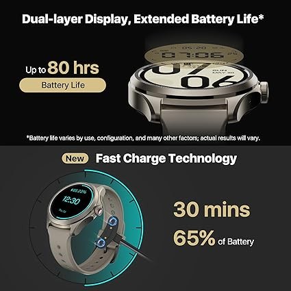 Ticwatch Pro 5 Android Smartwatch for Men Snapdragon W5+ Gen 1 Wear OS Smart Watch 80 Hrs Long Battery Life Health Fitness Tracking 5ATM Water Resistance Compass Android Only Compatible, Sandstone