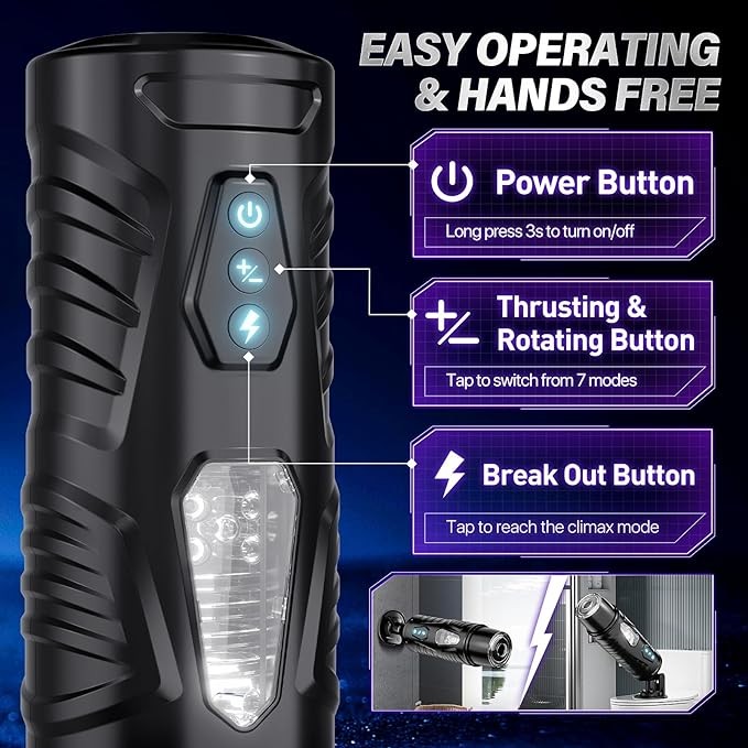 Automatic Male Masturbator Sex Toys for Men - Adult Toy Male Sex Toys with 7 Thrusting & 7 Rotating Modes,Hands Free Pocket Pussy Sex Machine with Visual Window & Suction Base Electric Penis Pump