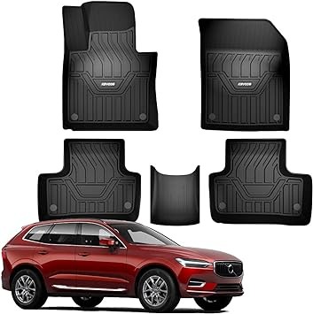 KEYOOG Compatible for 2018-2021 Volvo XC60 (Only T5  T6 Models and Not Hybrid), Car Floor Mats Black TPE Special All-Weather Automotive Mat Interior Accessories Includes 1st and 2nd Row