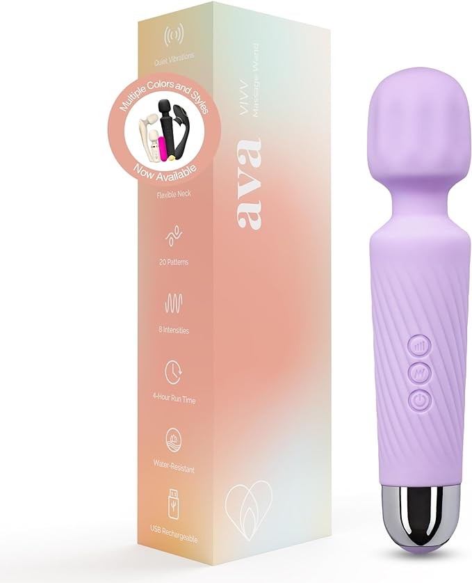 Ava Vibrator Wand [Sex Toys] Clit Stimulator Vibrators | Vibrator for Woman | Sex Toy | Gifts for Women | 20 Patterns & 8 Speeds of Pleasure | Quiet & Small | Adult Sex Toys -Standard - Purple