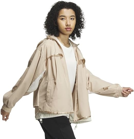 Adidas JSY16 Women's Jersey Top, Wording Loose Fit, Woven Jacket