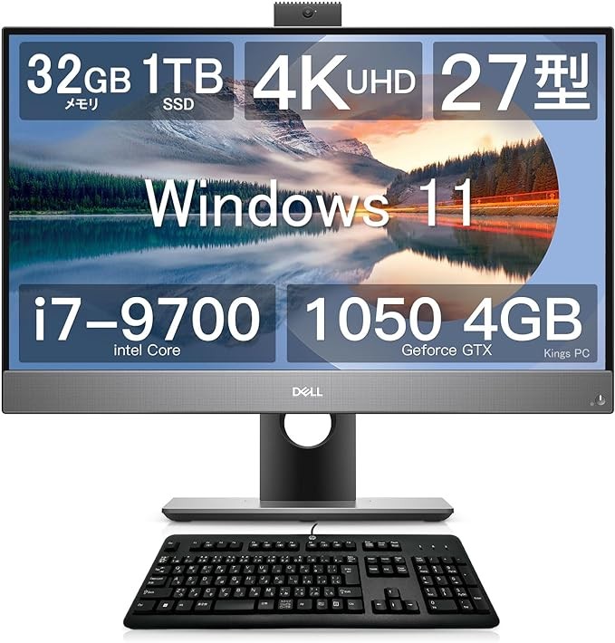 DELL Desktop PC 7770 Used Core i7 9700 Desktop PC 32GB SSD 1TB 4K 27-inch Integrated PC with Office MS Win11 (Kings PC) (Refurbished)