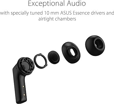 ASUS ROG Cetra True Wireless Gaming Earbuds, Low-Latency Bluetooth Earbuds, Active Noise Cancelation, 27-Hour Battery Life, IPX4 Water Resistance, Headphone with Wireless Charging,Black