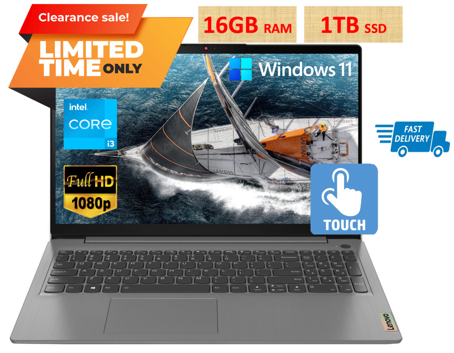 2024 Lenovo Ideapad Laptop 15.6 FHD IPS Touch Intel i3-1115G4 16GB RAM 1TB SSD