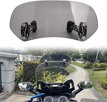 Motoparty Motorcycle Windshield Extension Upgrade Adjustable Clip Universal for Honda Suzuki Kawasaki Yamaha Aprilia Clearer Vision Easy to Install More Stable Clip on Windshield Extension(Small,Gray)