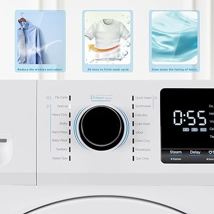 Midea MLH25N7BWW Compact Front-Load Machine, 24 Energy & Space-Saving Washer, Steam Care and Cold Wash Stackable Laundry, for Family Daily use, 2.5 Cu.ft, White
