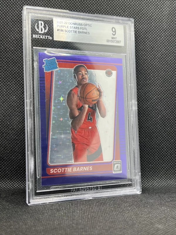 2021-22 Optic Basketball Scottie Barnes FOTL Purple Stars #0913 BGS 9 MINT